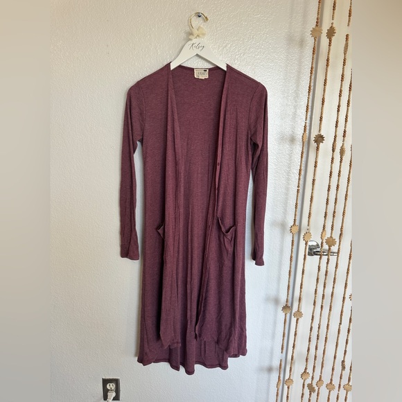 Pacsun/LA Hearts Mauve Long/Maxi Duster Cardigan - Picture 2 of 3